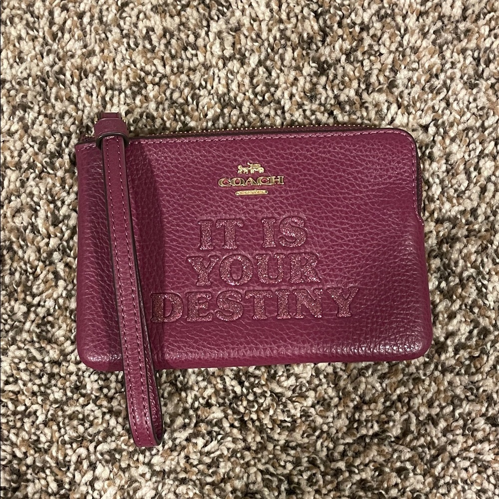 Coach Maroon Leather Wristlet